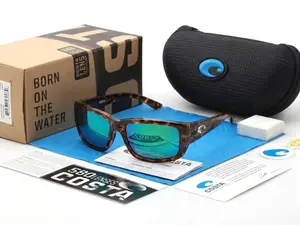 Matte Tortoise Frame And Green Lenses Sunglasses, Rincon II Costa Del Mar