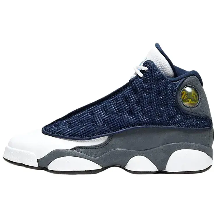 NIKE Air Jordan 13 Retro GS 'Flint' 2020 Women's Leather Athletic Sneaker - Navy Suede, Panther-Inspired Design, Reflective Details, Zoom Cushioning, Retro Look, Performance Footwear