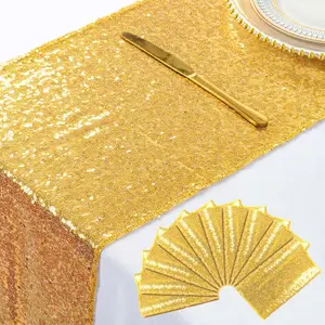 10 Pieces-12 X108 Gold-Sequin-Table-Runners Wedding Party Catering Event Gold T ShinyBeauty
