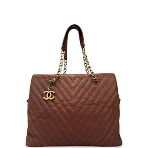 Pre-owned CHANEL Leather tote bags Tote Bag Calfskin Burgundy (ac031926b0)