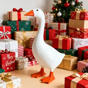 7-Inch Resin Goose Desk Statue with Magnetic Beak Funny Desktop Figurine Key Holder Cute Home Office Decor Housewarming Ornament Holiday Gift Decorative Accessory, Animal Figure Statues