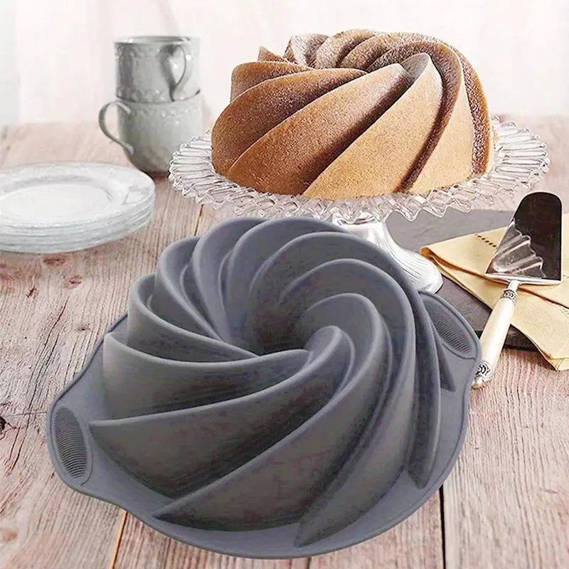 Silicone Chiffon Cake Baking Mold, 1 Count Summer Spiral Shaped Baking Tool for Daily Use, Chiffon Cake Baking Pan, Baking Mold, Household Kitchen Acc