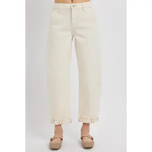 RISEN High Rise Relaxed Barrel Cuffed Jeans
