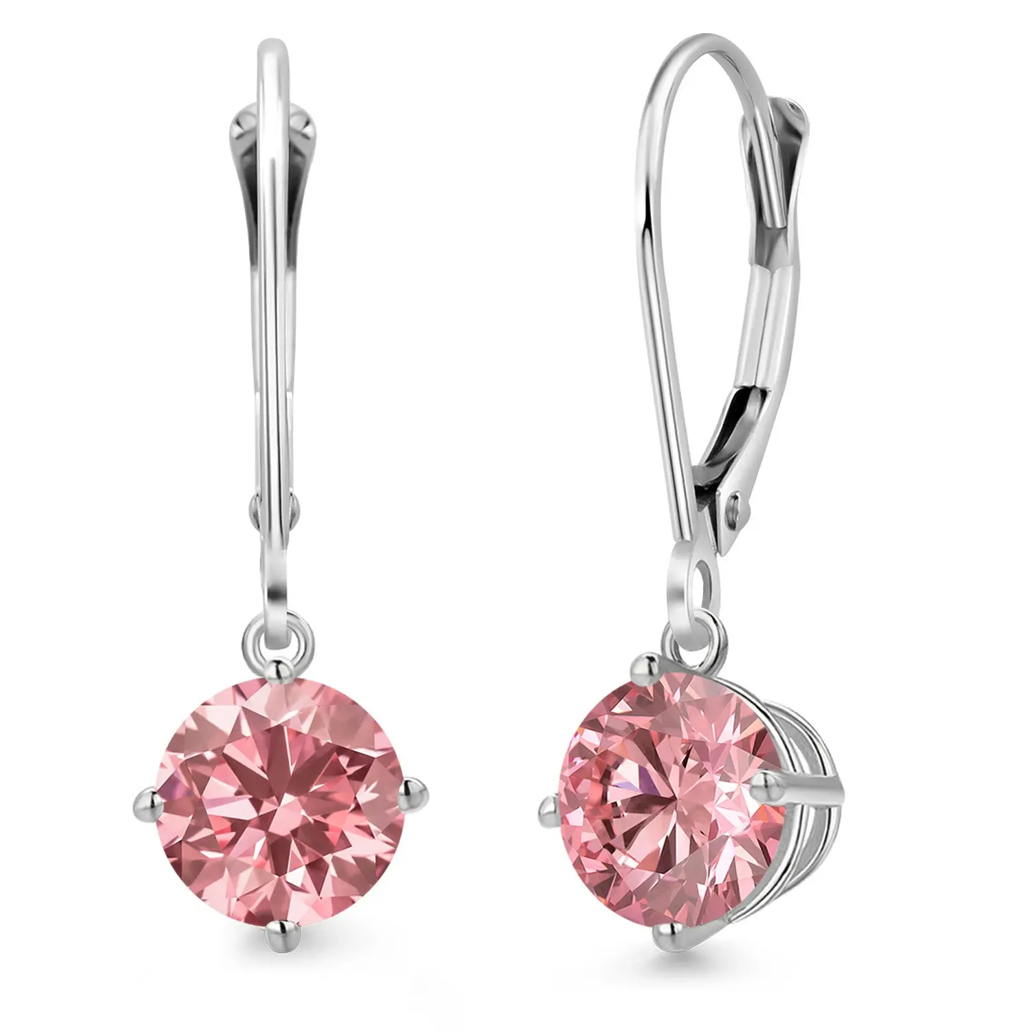 2.00 Cttw IGI Certified Lab Grown Diamond in 925 Sterling Silver Earrings for Women | Round | Fancy Pink Color | VS-SI Clarity