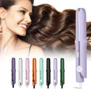 2025NEW 2-in-1 Mini Curling Wand Flat Iron Hair Straightener, Long-Lasting Portable Travel Curling Wand for Women Girls Short Hair, All Hair Types (1 inch x 1 inch, Black)