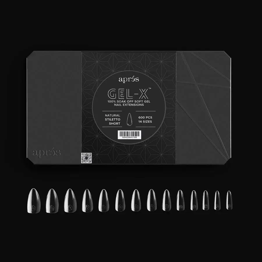Aprés Gel-X Stiletto Natural & Sculpted 600 Tips Box 14 Sizes Half Sizes for Bold Elegance Precision Nail Art with Soft Gel Material