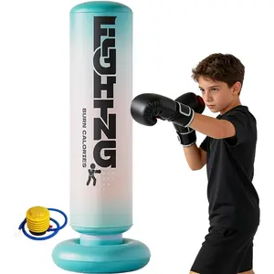 Inflatable Boxing Pillar - Punching Bag for Adults & Kids, Tall Larger 59.1 Inch Stable Boxing Bag for Teens, Fast Inflation Deflation Design, Water Filled Base, Easy Inflate Valve