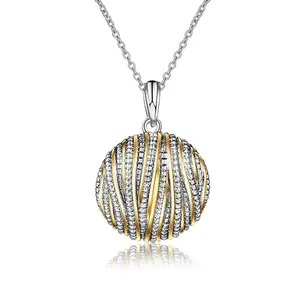 MYTYS Elegant Intertwined Crossover Round Pendant Necklace Two Tone Statement Jewelry Versatile Accessory Stylish Gift for Women