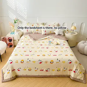 1 piece summer thin quilt with puppy print pattern, soft and breathable air-conditioning dedicated quilt, summer cool quilt, skin-friendly soft, light, thin, light and airy, smooth, machine washable