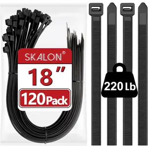 Large Zip Ties 18 Inch (120 Pack) - Heavy Duty, 220 lb Tensile Strength, Black Cable Ties, Extra Long Wire Ties,