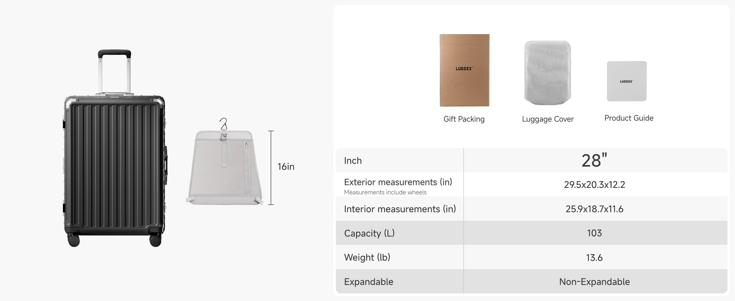 LUGGEX 2 Piece Luggage Set(20/28) with Spinner Wheels, 8010S Aluminum Frame Zipperless Polycarbonate Hard Shell Suitcase Sets