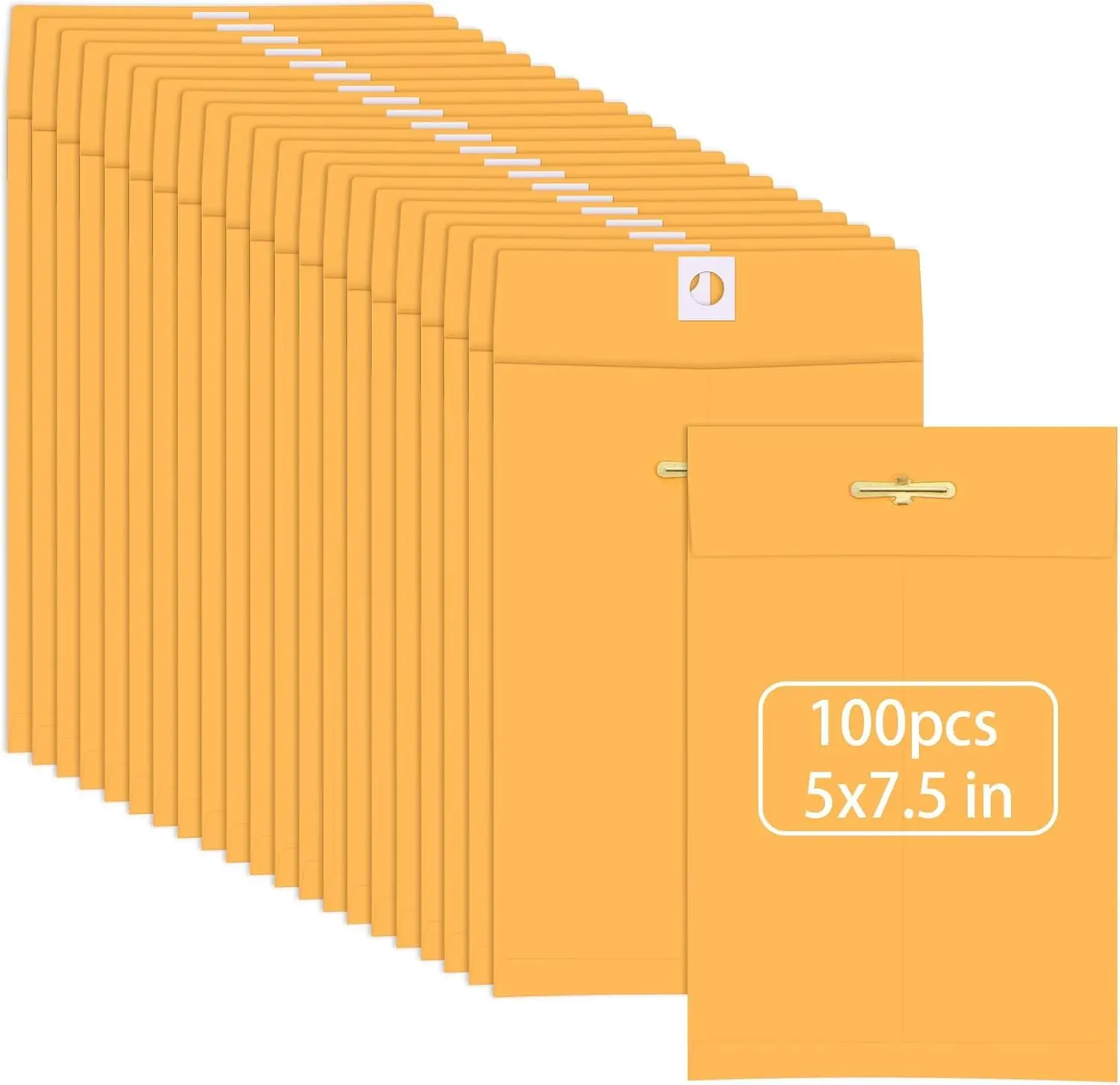 100 Pcs 5 x 7.5Inch Small Manila Clasp Envelopes 28 lb Envelopes with Gummed Seal for Document School Office Business Home