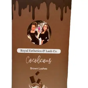 "Cocolicious" Brown Professional Lash Extensions - D Curl, C & D Curl Available, 17mm, 12 Lines, 3 Shades, 8mm-18mm, Korean PBT Synthetic Fiber, Easy to Fan