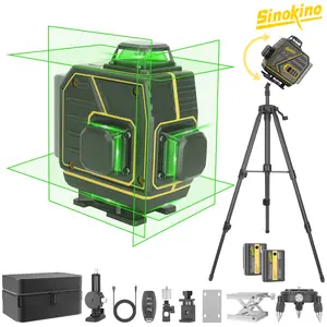 Laser Level with Tripod, 2x Battery,  1x Tripod, 4x360° Automatic Plumb Beam, 16 Lines, Rotatable Design, Height Adjustment， Rechargeable Battery