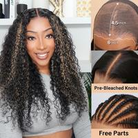 6x4.5 Black w/ Highlights Jerry Curly w/ Baby Hair