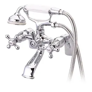 Kingston Brass  6 Inch Center Spread Tub-Deck Mount Clawfoot Tub Filler With Hand Shower - Polished Chrome