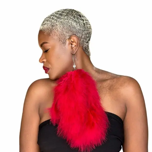 AIRY RED - MY FEATHER EARRINGS STYLISH CHIC ELEGANT