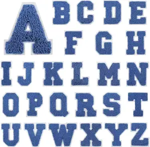 Chenille Letter Patch,Letter Patch Iron on,Chenille Iron on Varsity Letter Patch,26Pcs Chenille Varsity Alphabet A-Z Patch Patches for Jackets,DIY Supplies Blue