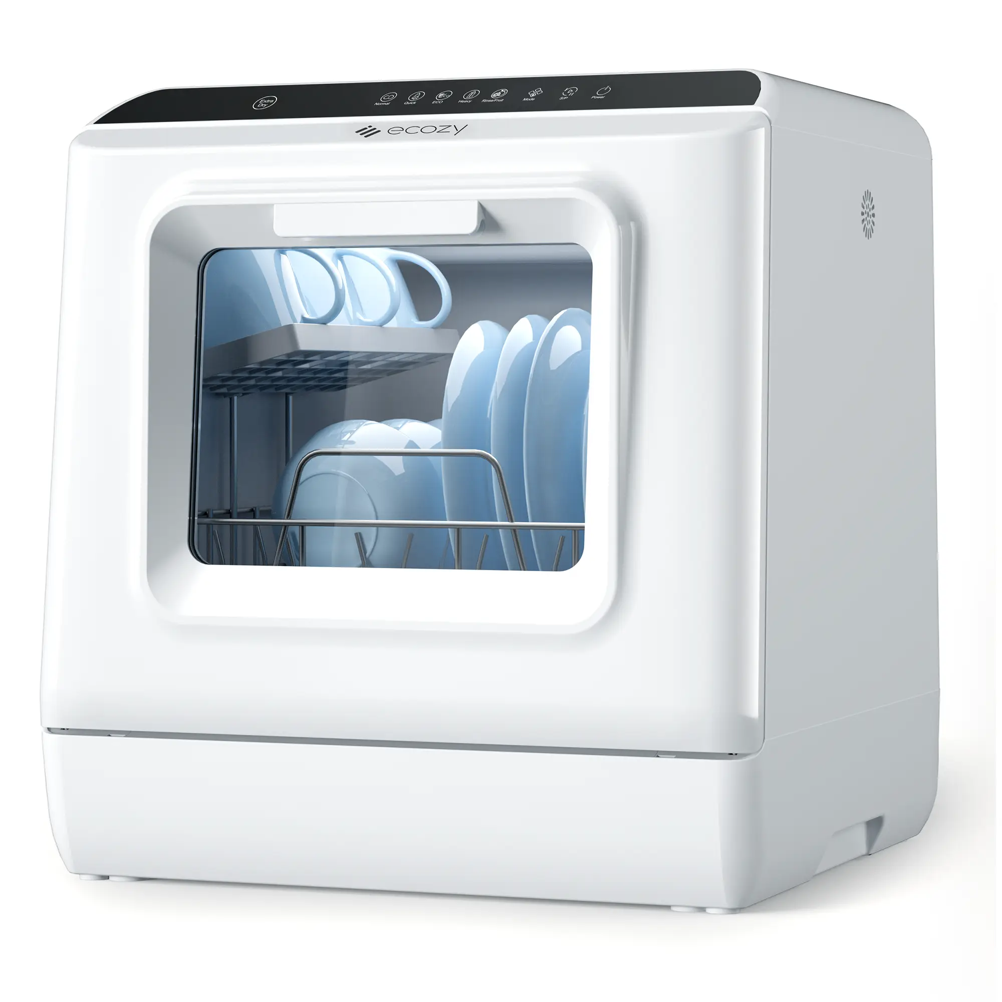ecozy Portable Dishwasher Countertop, Mini Dishwasher with a Built-in 5L Water Tank, No Hookup Needed, 6 Washing Programs, Extra Air Drying Function H