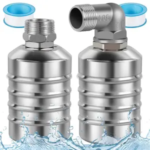2 Counts Water Level Control Float Valve 304 Stainless Steel Fully Automatic Mini Floating Ball Valve Auto Shut Off Water Tank Safe Water Level Controller Valve Upper/Side Water Intake
