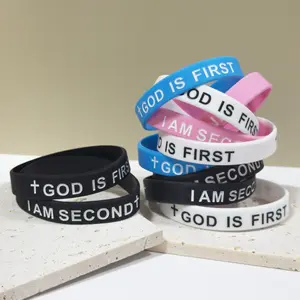GOD IS FIRST Bracelet, GOD IS FIRST SECOND Bracelet, Inspirational Bible Verse Bracelet Christian Faith Rubber Bracelet, A Unique Gift for Daily Encouragement