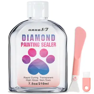 Diamond Painting Sealer Kit 210ML with Brushes, Diamond Art Sealer Clear Finish, Diamond Art Glue Sealer, Diamond Painting Glue Sealer to Puzzles for Adults (7.5OZ)