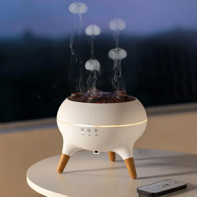 Portable Creative Jellyfish Design Air Humidifier, Air Revitalizer Humidifier, Cool Mist Humidifiers, Remote Control Dynamic Fragrance Mist Maker, Decorative Night Light for Home Office