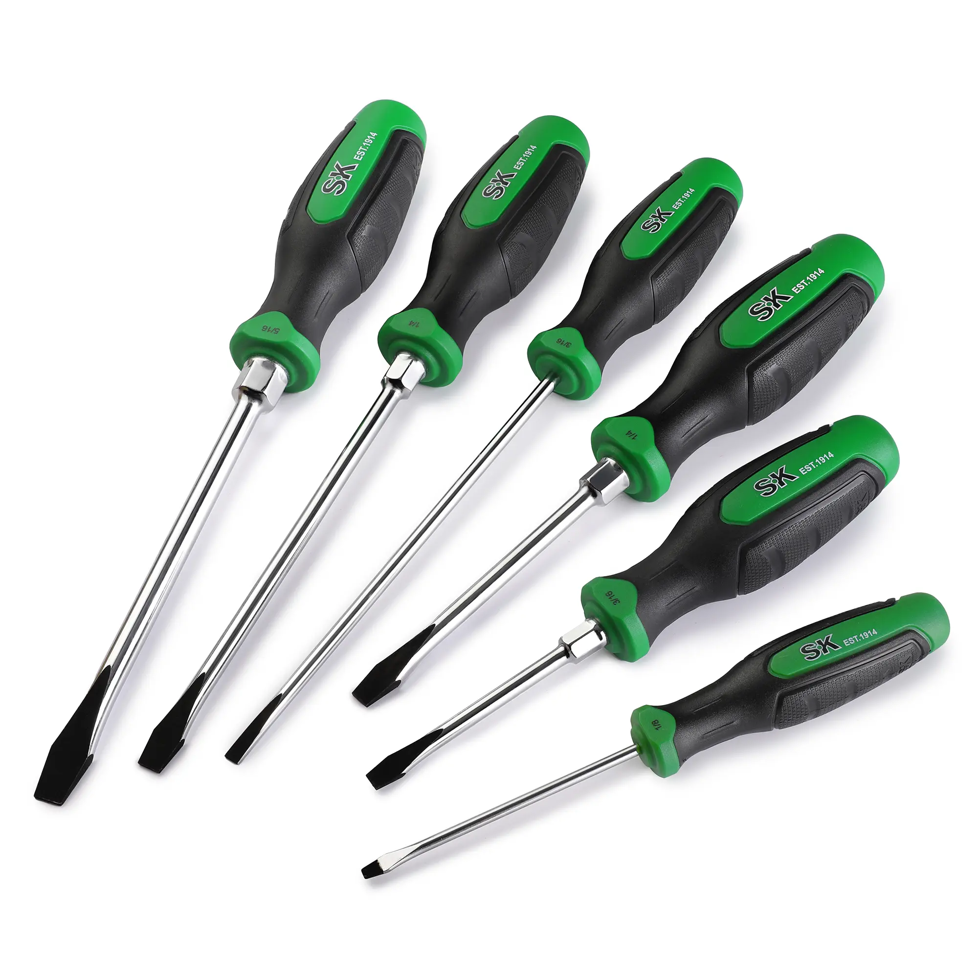 #fathersdaygift SK 6-Pack Slotted Screwdriver Set, Magnetic Screwdriver Set, S2 Steel, SureGrip Handle