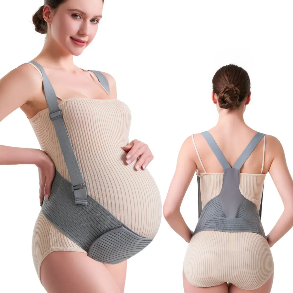 Maternity Belly Belt, Adjustable Abdominal Binder for Pregnancy Back Pain Relief, Breathable U-Shaped Band with Shoulder & Waist Support, Breathable Fabric, Simple Fasteners, Discreet Fit, U-Shaped Fit, Comfortable Support, Easy To Use, Enhances Mobility,