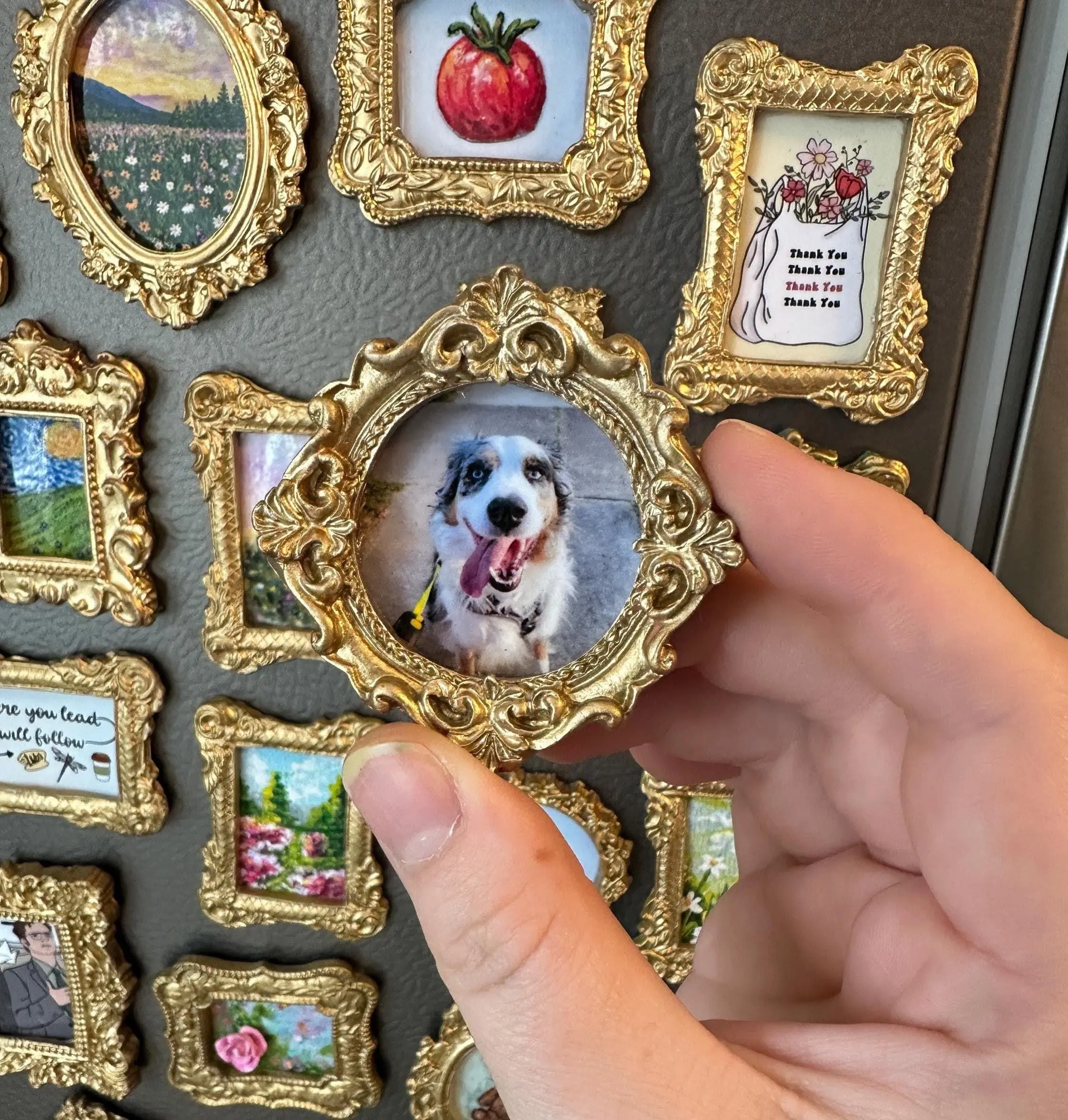 Personalized Photo Fridge Magnets: Ornate Gold Frame, Custom Keepsake