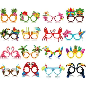 32 Pack Beach Pool Party Eyeglasses Decor Summer Luau Paper Glasses Bulk Hawaiian Sunglasses Frame Tropical Pool Props Photo Booth Props for Luau Beach Party Favors Birthday Supplies Decor