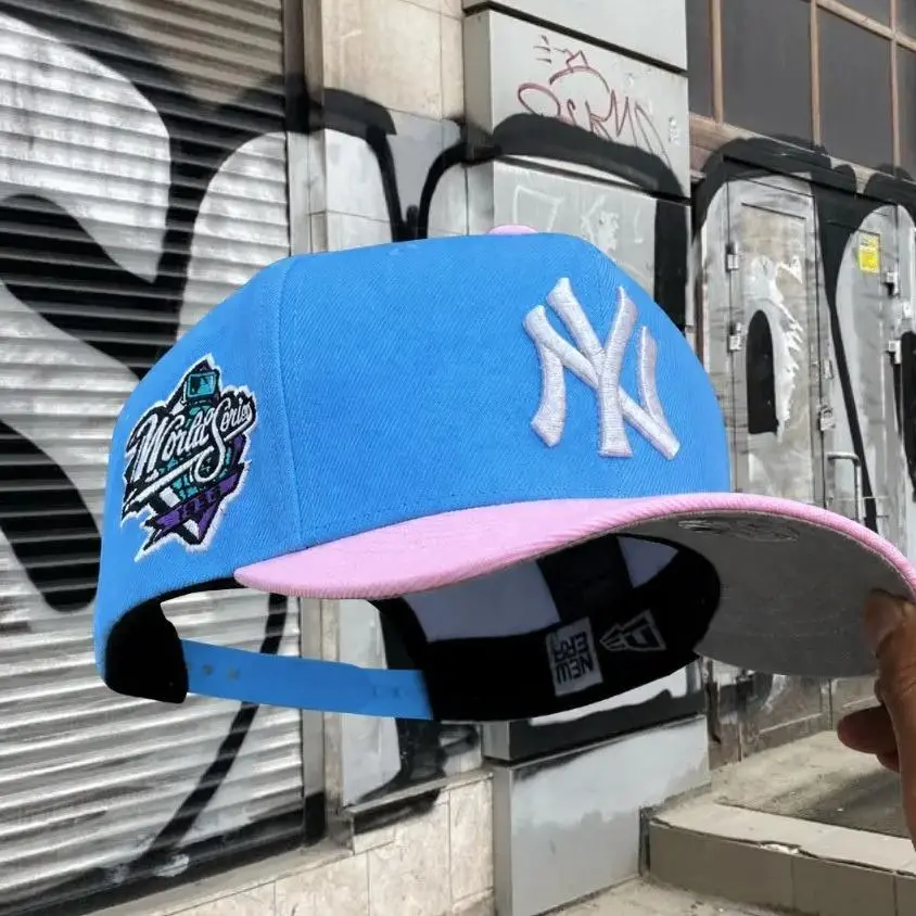 New Era MLB New York Yankees Blue Pink 9FIFTY Fitted Cap Premium Embroidered Baseball Hat for Men & Women.