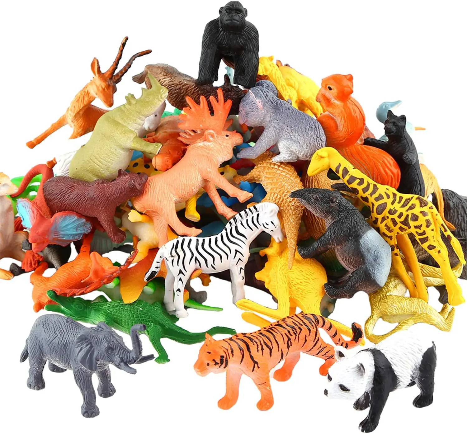 ValeforToy 54-Piece Cute Animal Toys Set, Realistic Wild Animal Vinyl Plastic Mini Figures, Collectibles for Kids, Party Favors & Cupcake Toppers, Parties