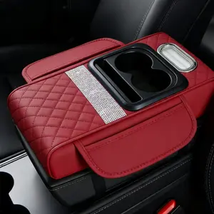 Car Interior Accessories Multifunctional 4-in-1 Armrest Pad with Height Extender Cup Holder Napkin Holder & Phone Storage Bag for Long Journeys Universal