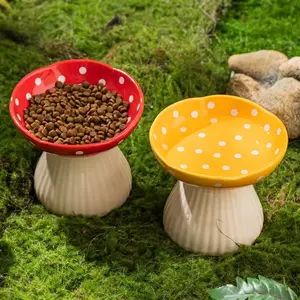 Ceramic Pet Cat Bowl with High Legs for Cervical Vertebrae Protection and Anti-Overturning