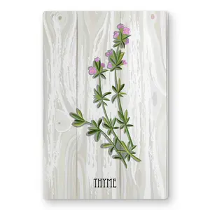Begin Home Decor C1MP1218CWBRJR 12 x 18 in. Thyme On Wood - Botanical Metal Print Wall Art - Typo Art