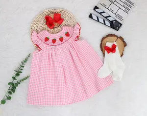 Birthday Strawberry Outfit Bubble, Smocked Dress, Berry First Birthday, Sweet One Romper, Strawberry Theme, Pink Gingham, Summer Outfit