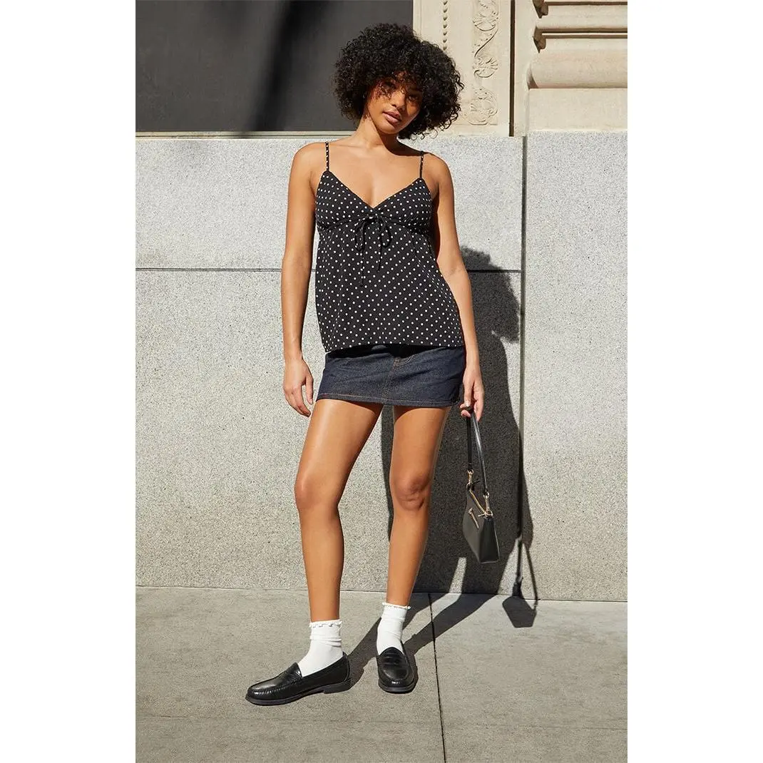 John Galt Women's Black Polka Dot Edith Tank Top