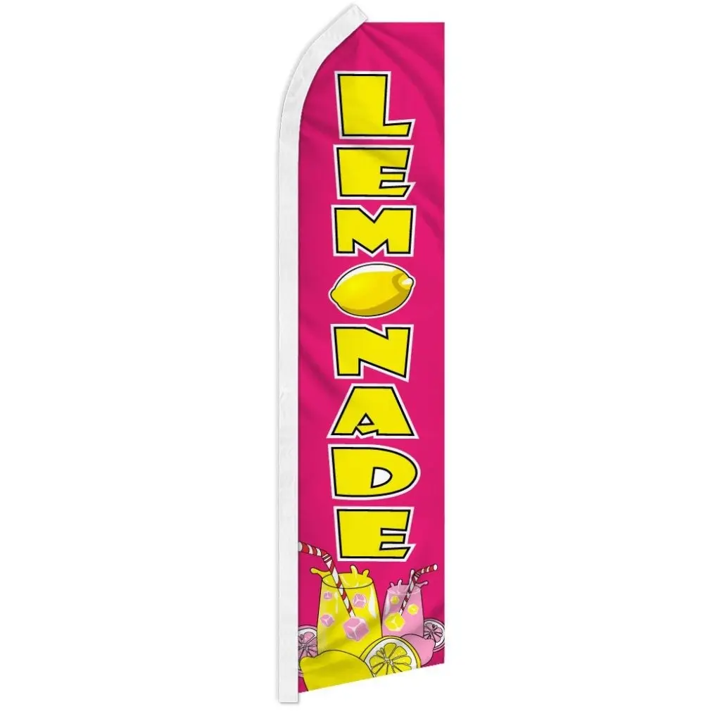 Lemonade Theme Synthetic Polyester Fabric Super Flag - High-Quality, Thick, Wear-Resistant, Wind-Resistant Backdrop Banner with Curved Sleeve, Curved Edge, Prints, 11.5x2.5ft for Home, Festive Party Decoration
