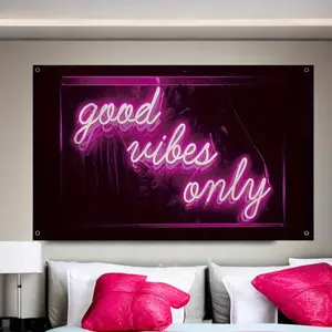 1pc Good Vibes Only Wall Tapestry Party Flag, 90x150cm 3X5ft High Quality Good Vibes Only Words For Bedroom Living Room Outdoor (Not UV Type)