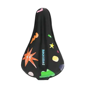 ROCKBROS Gel Kids Bike Seat Cushion Cover 6.3"x10.2"x1.2" Durable Lycra Fabric with Memory Foam & Silicone for Comfort Easy Installation Non-Slip Features