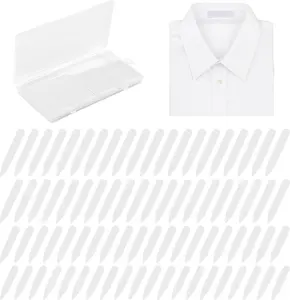 200 Pcs Collar Stays for Men's Dress Shirts, Plastic Collar Stays with Storage Case, Invisible Dress Shirt Collar Inserts, White, 4 Sizes - 2", 2.25", 2.5" and 2.75 "