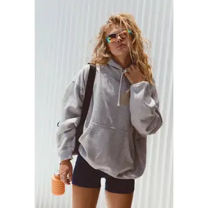 Free People Movement: Final Call Hoodie in White Heather Grey