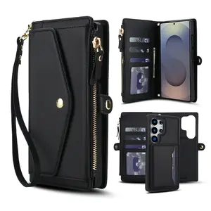 Samsung Galaxy S26/s25/s24/s23/s22/s21 Ultra Wallet Case, Wireless Charging Support, Rfid Card Holder, Magnetic Detachable Cover & Crossbody Strap