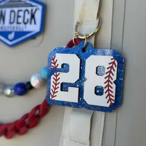 Custom Baseball Number Charm or Bag Tag for Camino Tote Bag, Clip on Bag Accessory, Baseball Mom Gift, Baseball Bag Tag, Custom Mother's Day