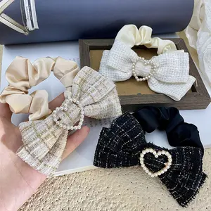 AISHG bow hair rope  rings women sweet pearl heart hair ties elastic headband girls hair accessories ponytail holder bands