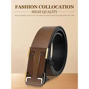 Men's Fashion Belt High Quality Men's Luxury Automatic Buckle Business PU Men's Jeans High Quality Belt (No Gift Box)
