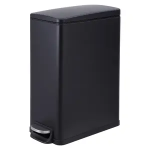 🖤 Slim 12-Gal step can in matte black — soft close, fingerprint-proof, fits where bulky bins can't.