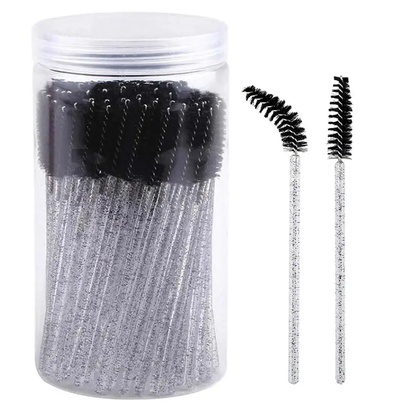 Disposable Eyelash Brush with Storage Container, Bendable Eyebrow Spoolies, Lash Brush for Lash Extensions, Eyebrow Spoolie, Castor Oil Brushes, Beauty Tools