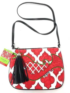 Brighton Red & White Love Dove Pouch with Tassel Accent Fashionable Crossbody Bag